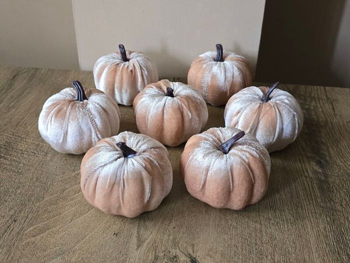 Set of 7 Halloween pumpkins Beige color
