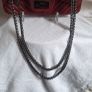 Matte Burgundy Red Chevron Flap Shoulder Handbag with Gunmetal Chain Image 8
