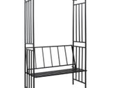 Garden Arch with Bench Black 128x50x207 cm Iron
