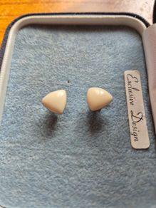 Vintage small white hypoallergenic earrings