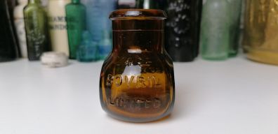 63 - Vintage 4oz Bovril Dark Brown Glass Embossed Letters Jar