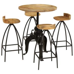 Bar Set 5 Pieces Solid Mango Wood