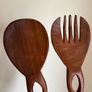 Vintage Hand Carved Teak Wood Lion a spoon and Fork Image 4