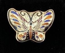 Mid Century Chinese Cloisonne Enamel Butterfly Trinket Box