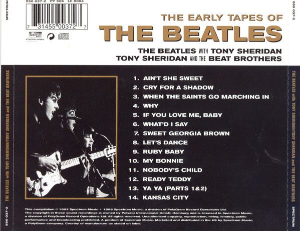 The Beatles With Tony Sheridan, Also Tony Sheridan And The Beat Brothers "The Early Tapes Of The Beatles" CD Album Compilation
