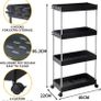 Storage Trolley 4-Tier Slide Out Storage Cart Rolling Utility Cart Storage Shelf Rack Mobile Storage Organizer Shelving for Office, Kitchen, Bedroom, Bathroom, Laundry & Dressers, Black Image 3