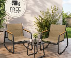 3-Piece Garden Rocking Chair Set with Table