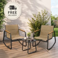 3-Piece Garden Rocking Chair Set with Table