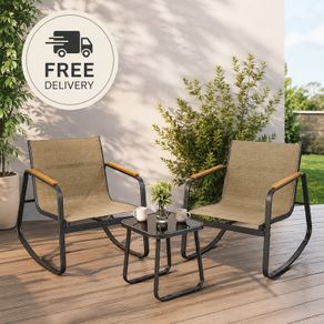 3-Piece Garden Rocking Chair Set with Table