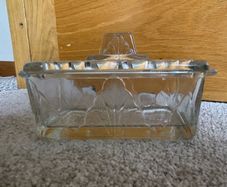 Vintage Art Deco Glass Butter Dish