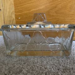 Vintage Art Deco Glass Butter Dish