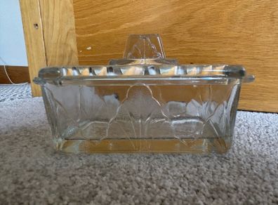 Vintage Art Deco Glass Butter Dish