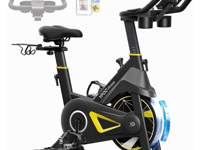 Adjustable Magnetic Resistance Stationary Bikes for Home Cardio with Exclusive App, Indoor Bike Capacity Comfortable Seat, Tablet Mount and Fitness Courses