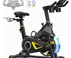 Adjustable Magnetic Resistance Stationary Bikes for Home Cardio with Exclusive App, Indoor Bike Capacity Comfortable Seat, Tablet Mount and Fitness Courses