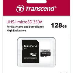128GB Transcend High Endurance 350V microSDXC Memory Card CL10 UHS-I for Dashcams and Surveillance