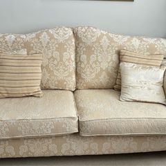 Gold and Cream 3 Seater Sofa