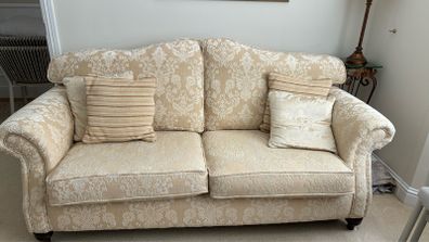 Gold and Cream 3 Seater Sofa