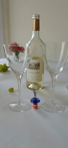 A pair. 2 x Vintage Wine Glasses. Geometric patterned elegant wine glasses. FREE Stopper.