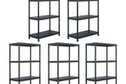 Storage Shelf Racks 5 pcs Black 60x30x138 cm Plastic