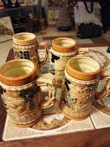 4 Vintage Beer Tankards made in Japan