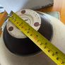 Large Angular Beige speckled ceramic bowl with a wide conical flare and a dark brawn contrasting base By Paul Costelloe. Image 7