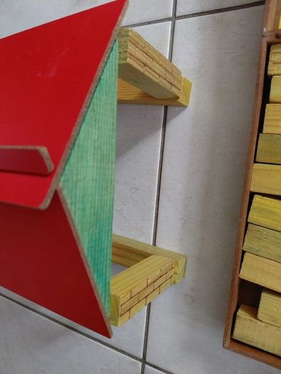 Vintage box of wooden blocks to make buildings