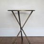 Round Glass Side Table - Antique Brass Hammered Metal Image 4