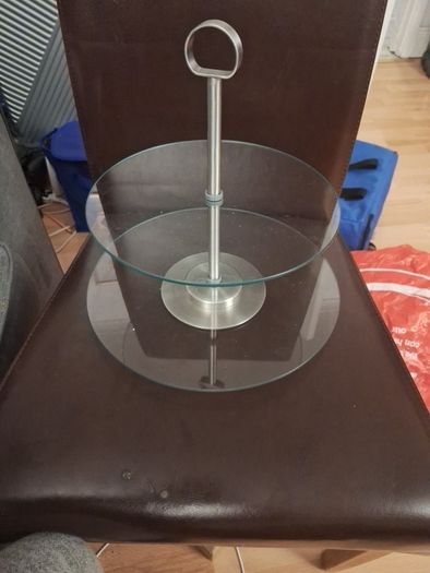 Cake Stand/Glass 2 Tier Stand