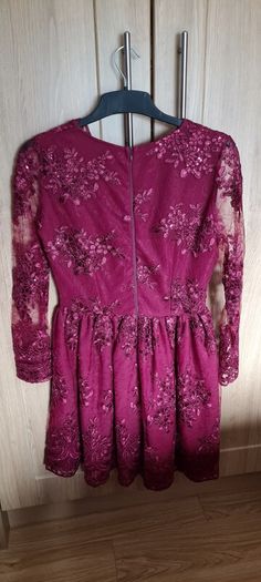 Burgundy Lace Skater Dress