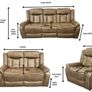 Luxury Tan & Grey Suede Recliner Sofa Set Image 10