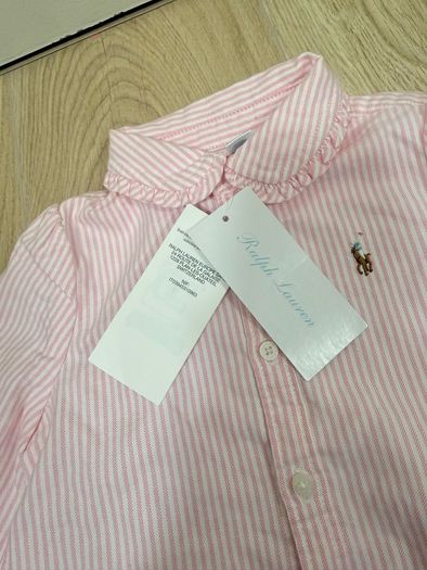 Ralph Lauren baby girls pink and white striped shirt