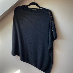 Mint Velvet Charcoal Grey Cashmere Blend Asymmetric Poncho Knit - One Size
