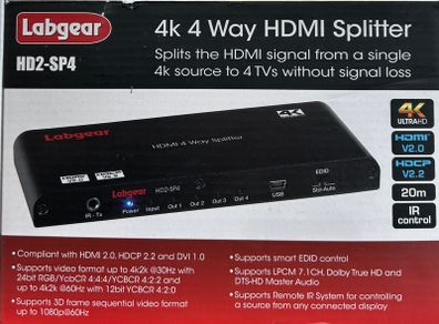 Labgear 4 Way HDMI Splitter