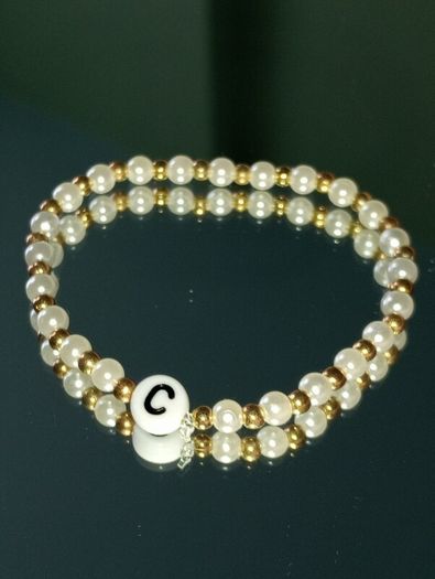 Handmade bracelet crystal pearl gold