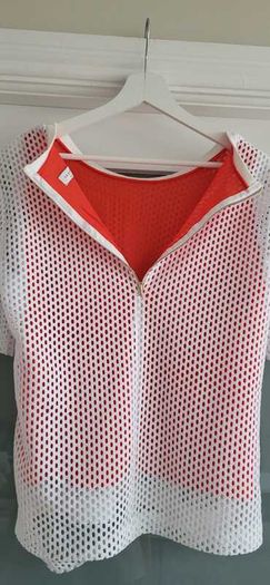 SANDRO Paris White Mesh and Coral layered top Sz 3 (Fit 10-12UK) - Rrp 175 (New)