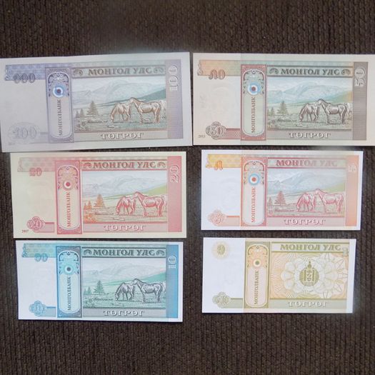 Lot of 6 Uncirculated Banknotes from Mongolia.2010-2017.