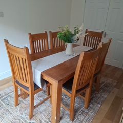 Solid Oak Extendable Dining Table + 6 Chairs (Harvey Norman)