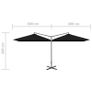 Double Parasol with Steel Pole Black 600x300 cm Image 8