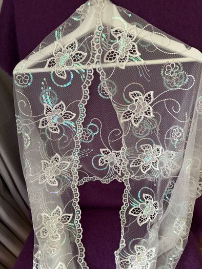 Passigatti Scarf/Wrap with Embroidery and Sequin Detailing