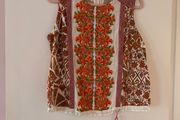Printed embroidered top