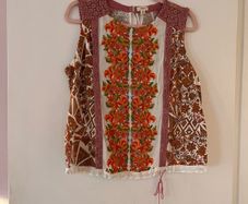 Printed embroidered top