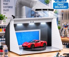 Airbrush Spray Booth with Dual Fans and LED Lights Portable Hobby Paint Booth with Exhaust Hose