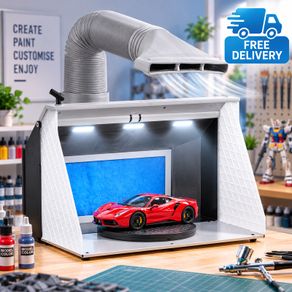Airbrush Spray Booth with Dual Fans and LED Lights Portable Hobby Paint Booth with Exhaust Hose