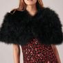 Ostrich feather cape black Image 8