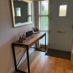 Wooden and metal console table 140cm x 44cm