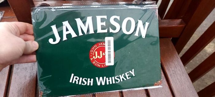 Jameson irish whiskey metal advertising repo sign,,see pictures for condition,sold as seen ,buyer collects or pays postage thank you,