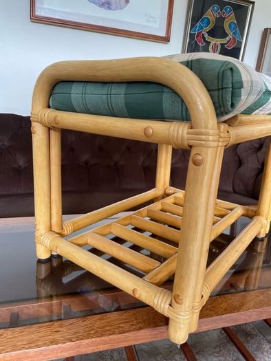 Sturdy Versatile Rattan and Bamboo Low Stool Footstool VGC