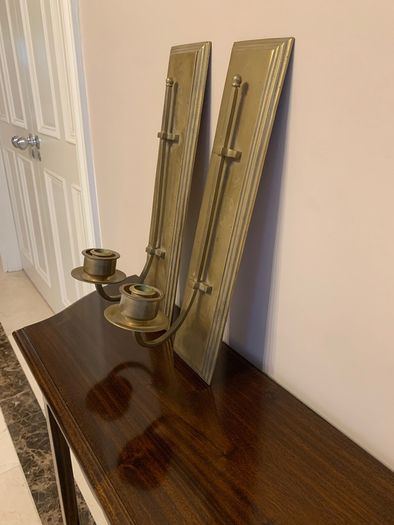 Pair solid brass wall candle stick holder