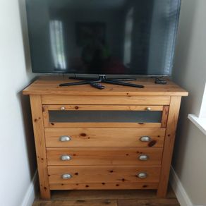 Pine chest of drawers and matching desk