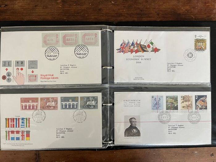 Collection of  81 UK First Day Cover stamps 1980 to 1986 in album plus 10 extra pages